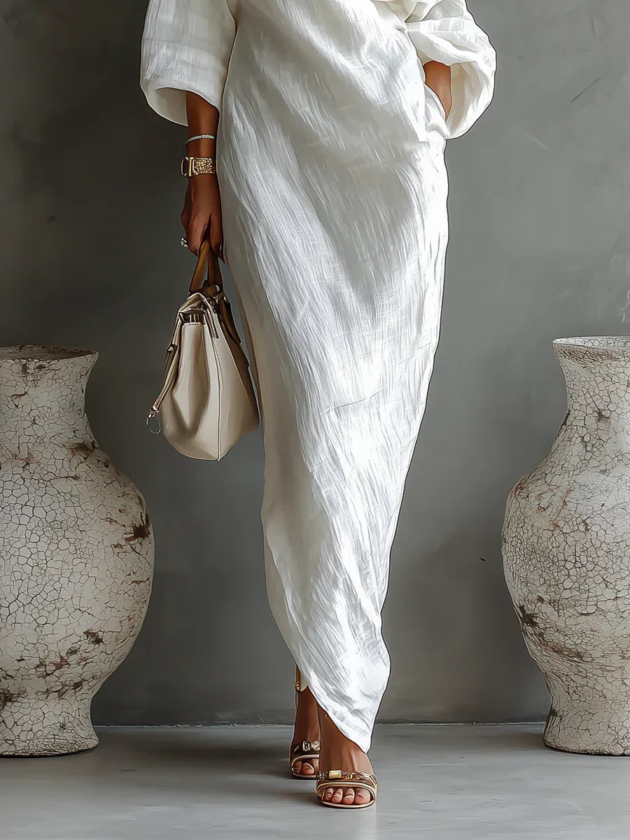 Bianca | Vestido maxi asimétrico y fluido