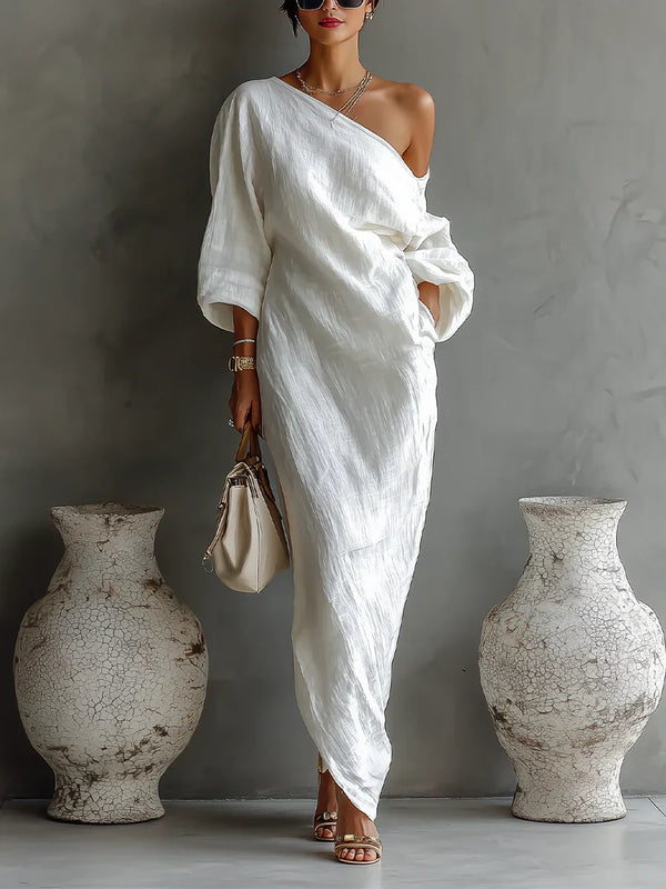 Bianca | Vestido maxi asimétrico y fluido