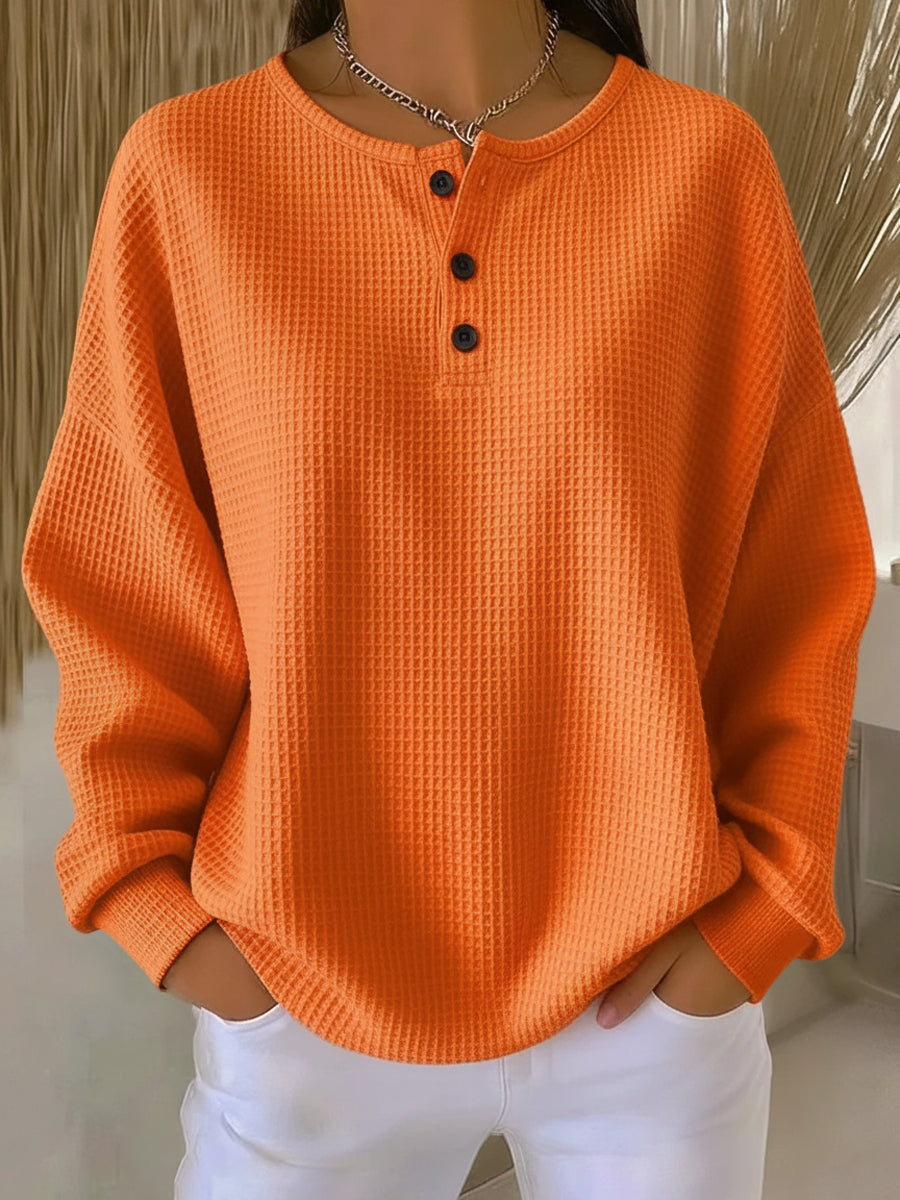 Rosa | Sudadera henley de tejido gofrado