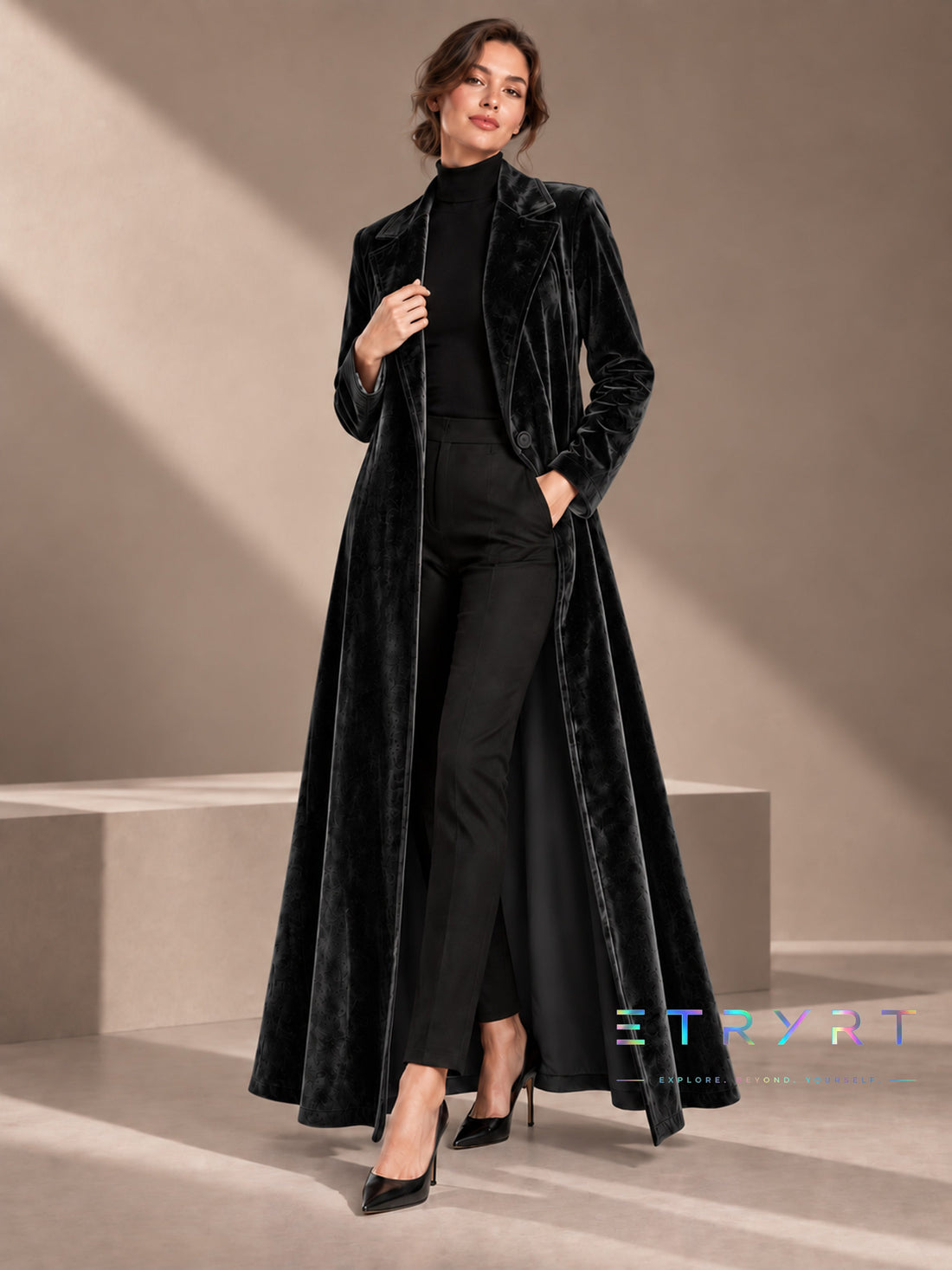 Amalia | Abrigo maxi de terciopelo abierto