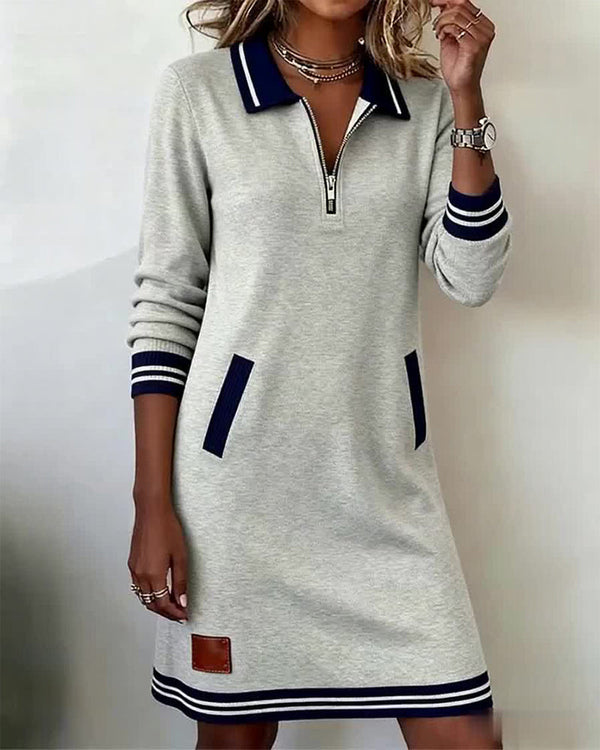 Sandra | Vestido casual de manga larga con cremallera