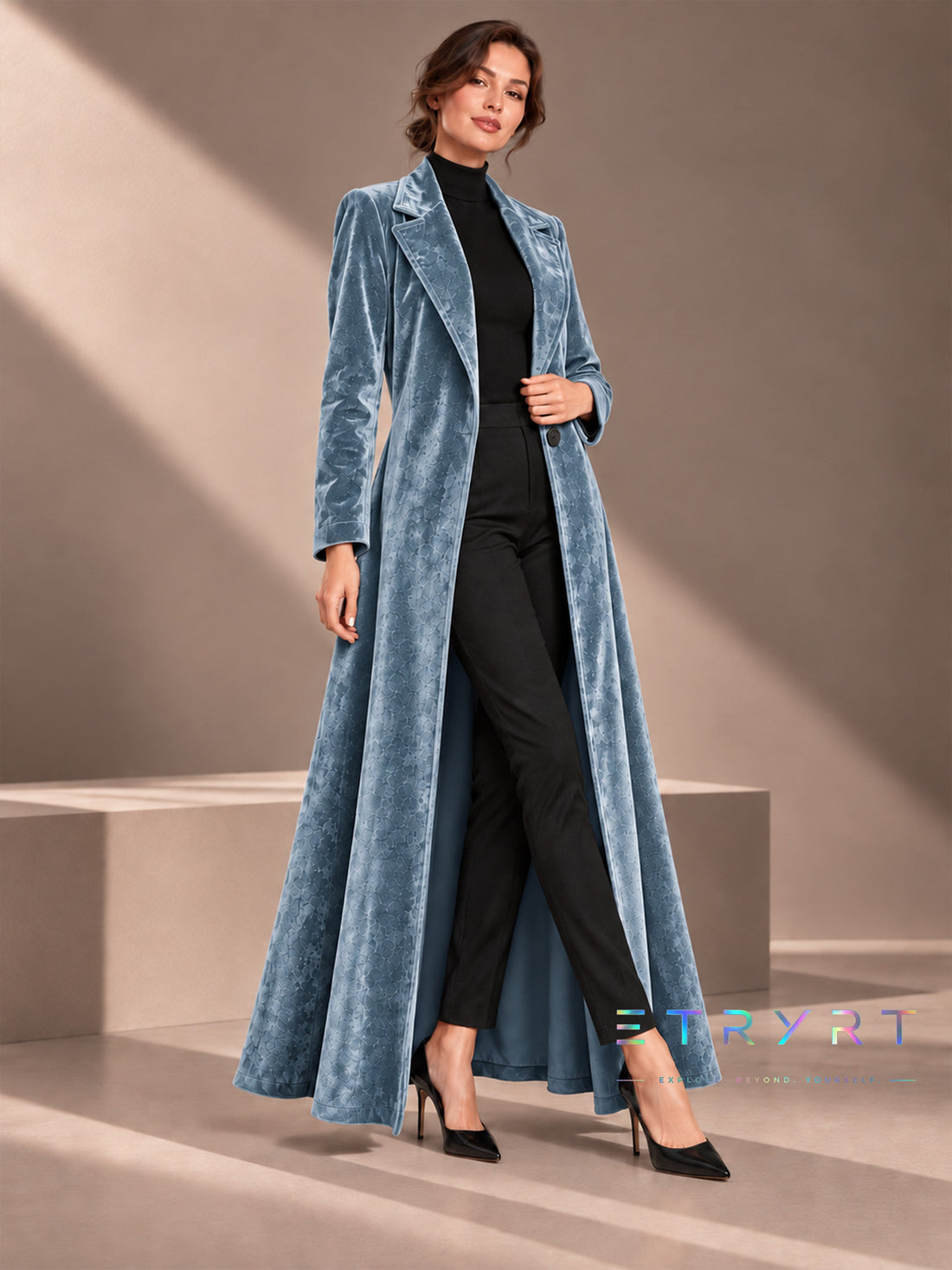Amalia | Abrigo maxi de terciopelo abierto