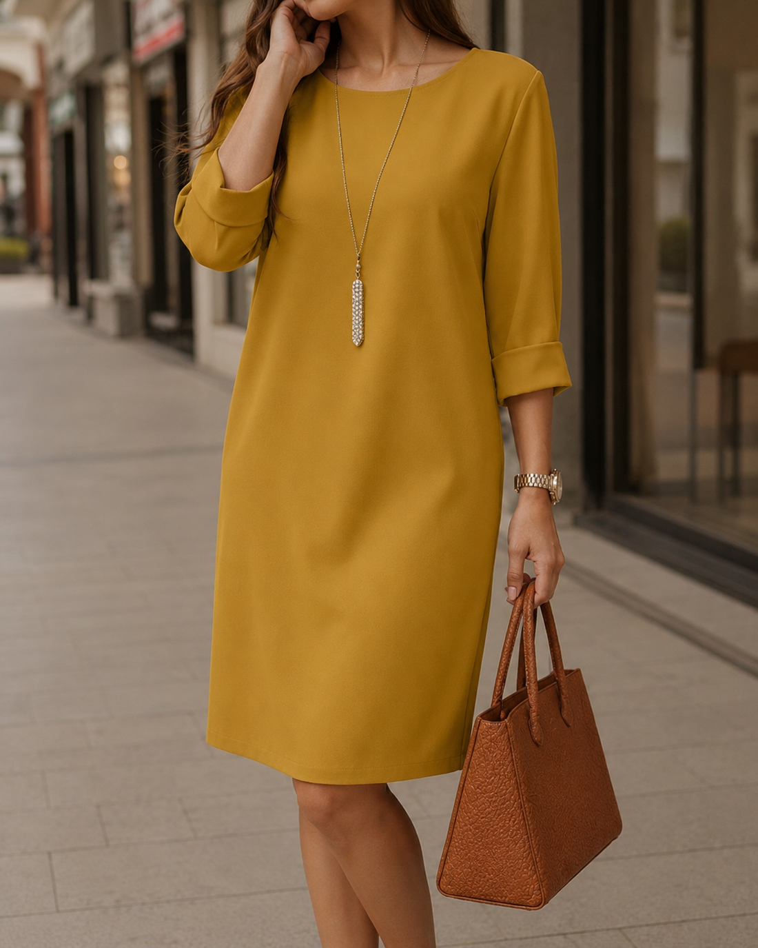 Lía | Vestido midi fluido efecto vientre plano