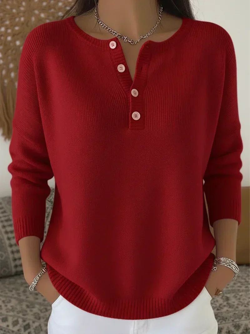 Carla | Jersey de punto con tapeta henley