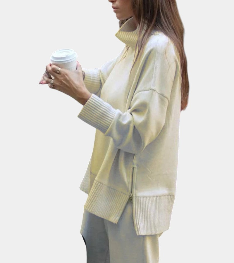 Nuria | Conjunto de cuello alto con cremallera y pantalón ancho