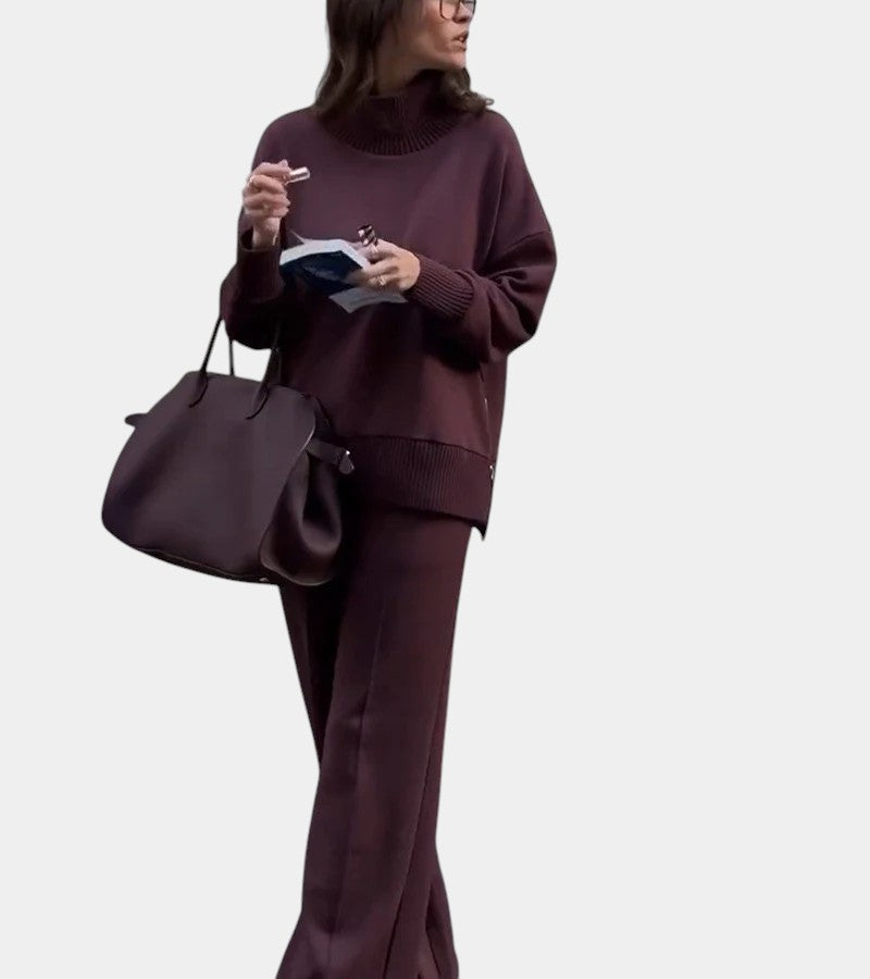 Nuria | Conjunto de cuello alto con cremallera y pantalón ancho