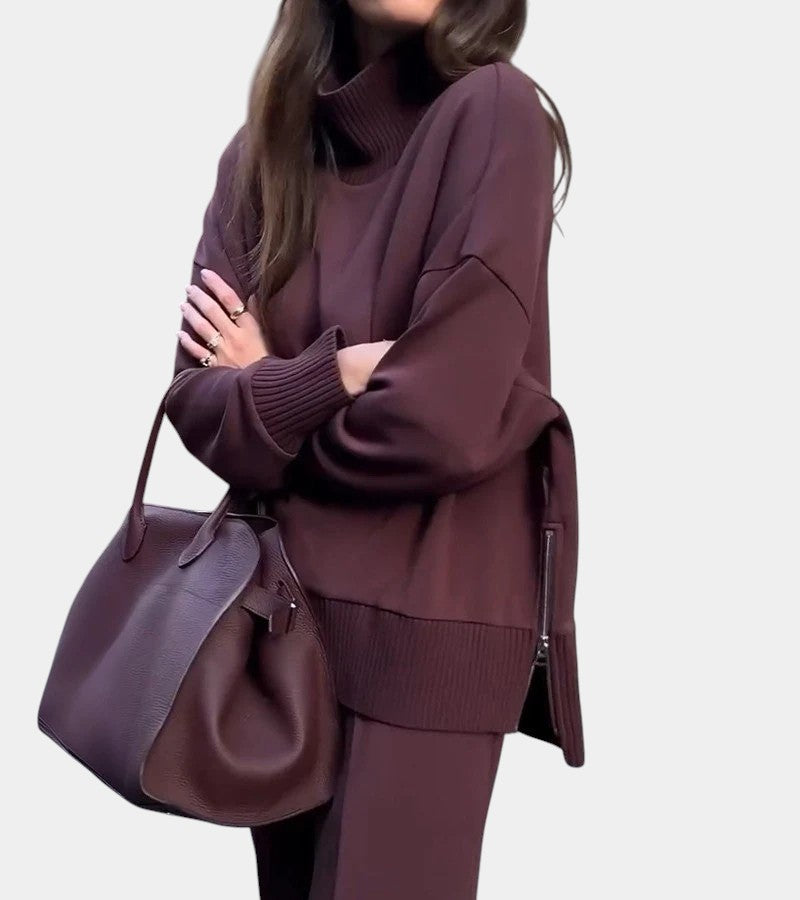 Nuria | Conjunto de cuello alto con cremallera y pantalón ancho